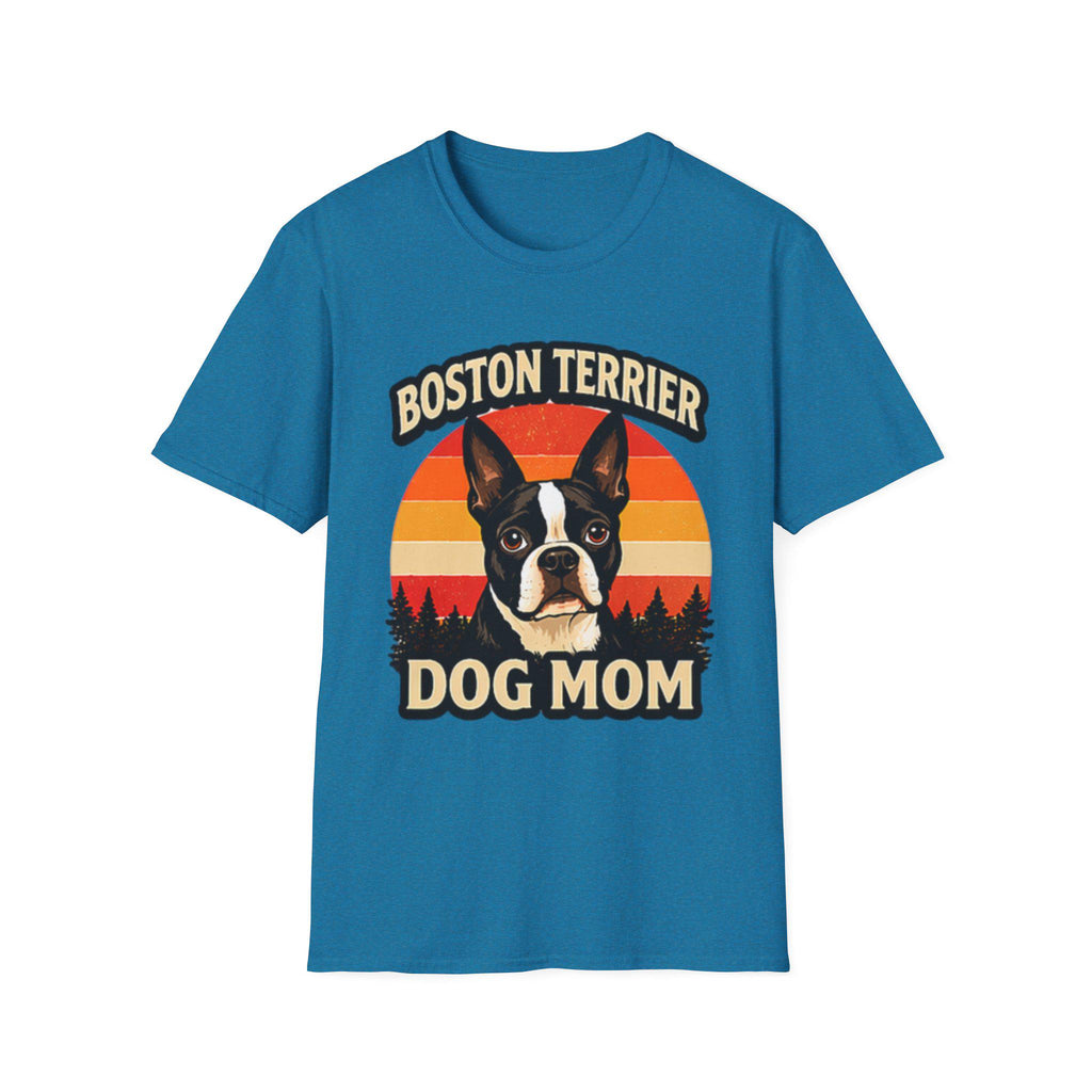Retro Boston Terrier Dog Mom Sunset Shirt, Vintage Dog Lover Tee