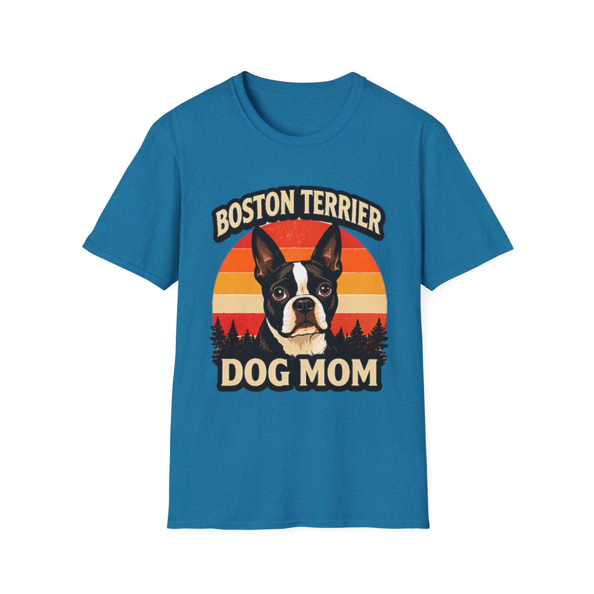 Retro Boston Terrier Dog Mom Sunset Shirt, Vintage Dog Lover Tee