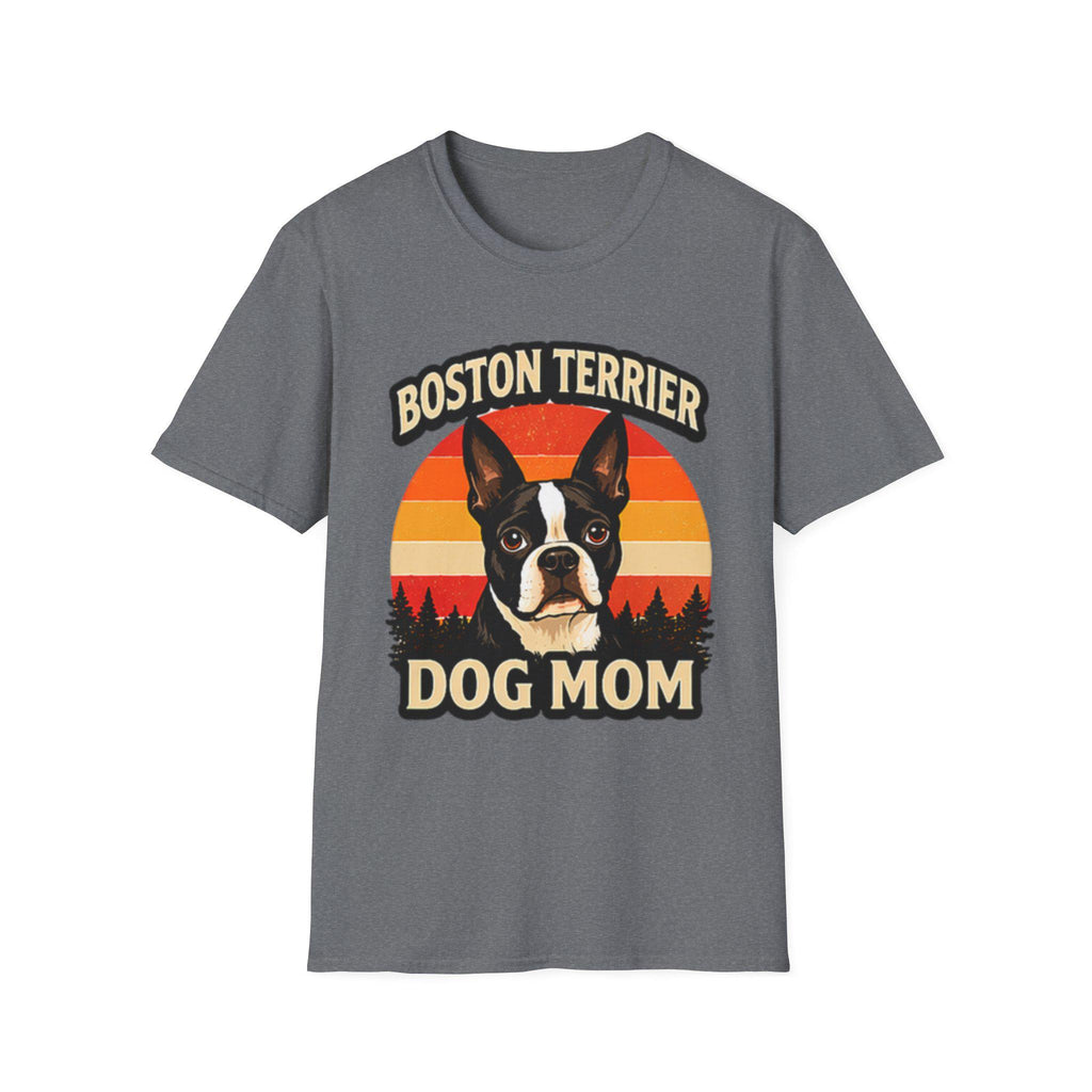 Retro Boston Terrier Dog Mom Shirt, Vintage Sunset Pet Lover Tee