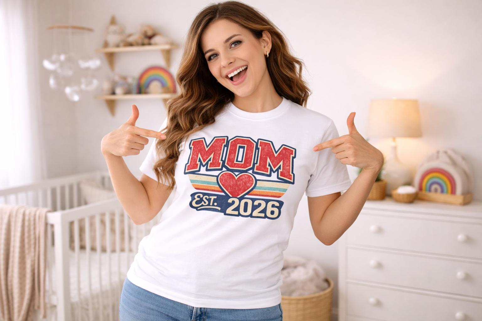 Mom Est. 2026 Retro Shirt, Comfort Colors 1717 Tee, New Mom Gift